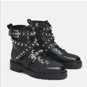 Zara studded combat boots